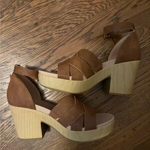 Dr Scholls Brown Platform Sandals
